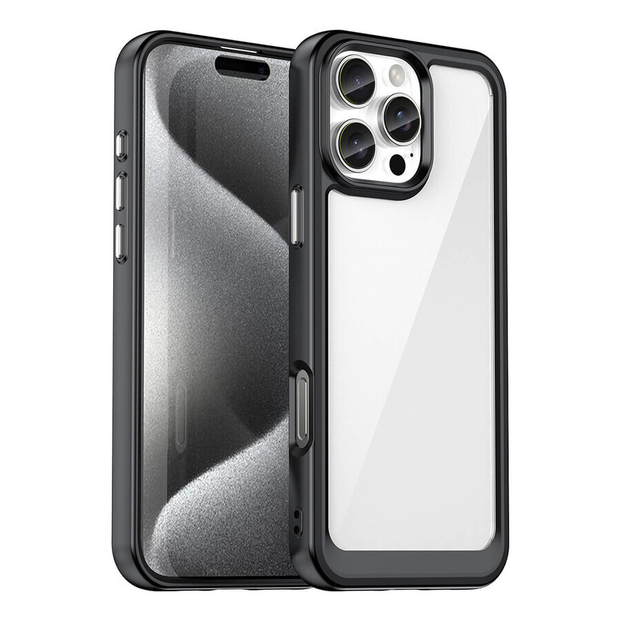 Custodia Outer Space con cornice in gel per iPhone 16 Pro - nero