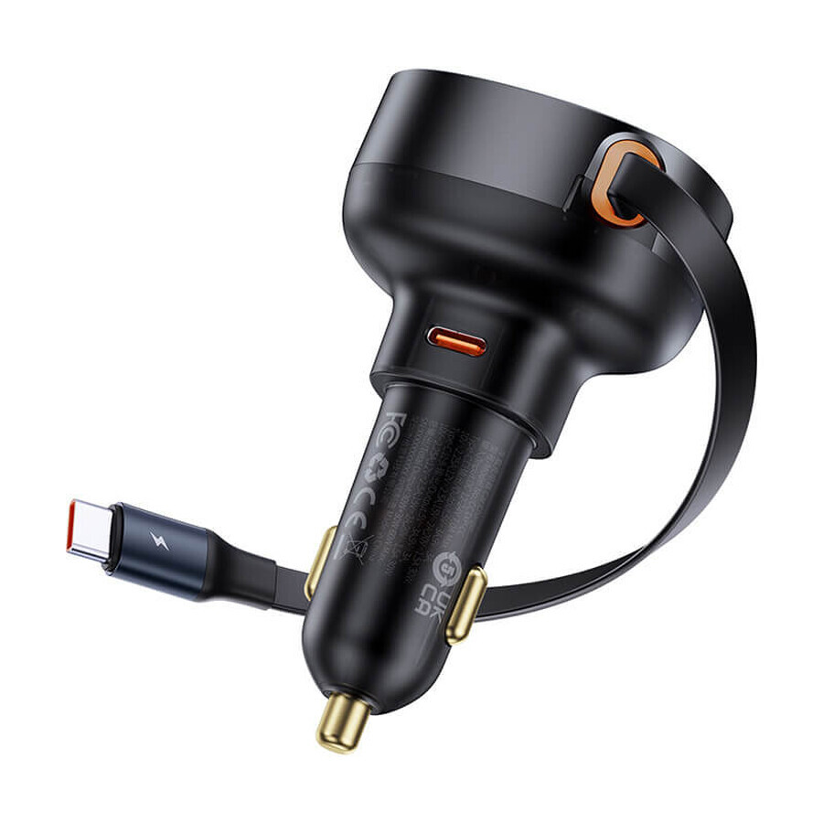 Baseus Enjoyment Pro USB-C (feminin) / USB-C (masculin) 60W încărcător auto - negru
