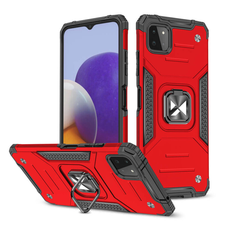 Wozinsky Ring Armor étui hybride blindé + support magnétique Samsung Galaxy A22 4G rouge