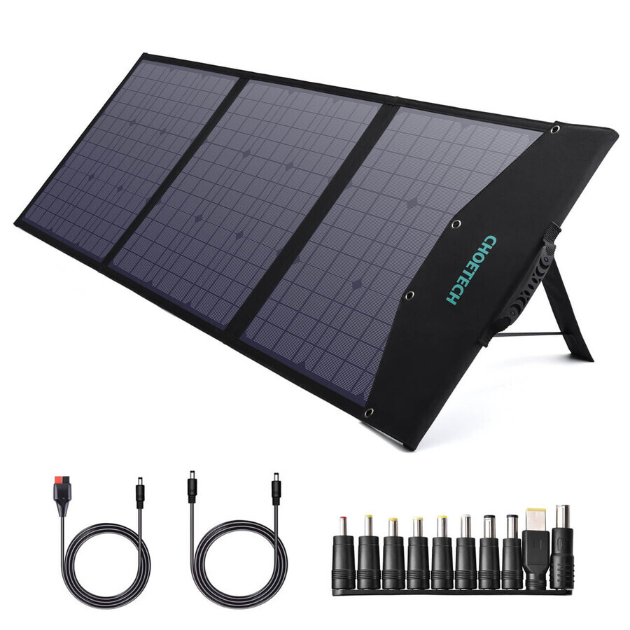 Choetech SC008 opvouwbare oplader op zonne-energie 120W DC / USB-C / 2x USB-A - zwart