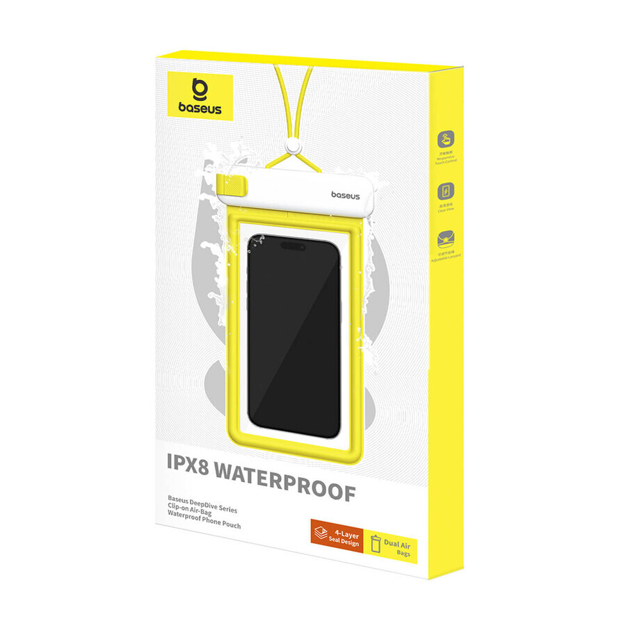 Baseus DeepDive wasserdichtes Gehäuse IPX8 mit 4 Dichtungsschichten - weiß und gelb