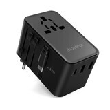 Choetech PD5022 Adaptador de viaje de 70 W para UE / EE. UU. / AUS / Reino Unido con cable USB-C integrado - negro