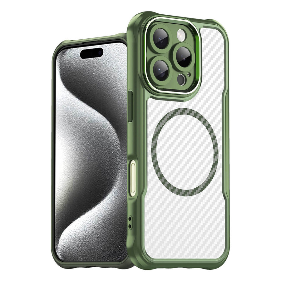 Leading Series étui en silicone MagSafe pour iPhone 16 Pro - vert