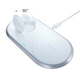 Choetech 2 en 1 cargador inalámbrico Qi para smartphones / Apple Watch con soporte (MFI) USB Tipo C blanco (T317)