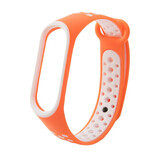 Bracelet silicone de remplacement pour Xiaomi Mi Band 4 / Mi Band 3 Dots orange et blanc
