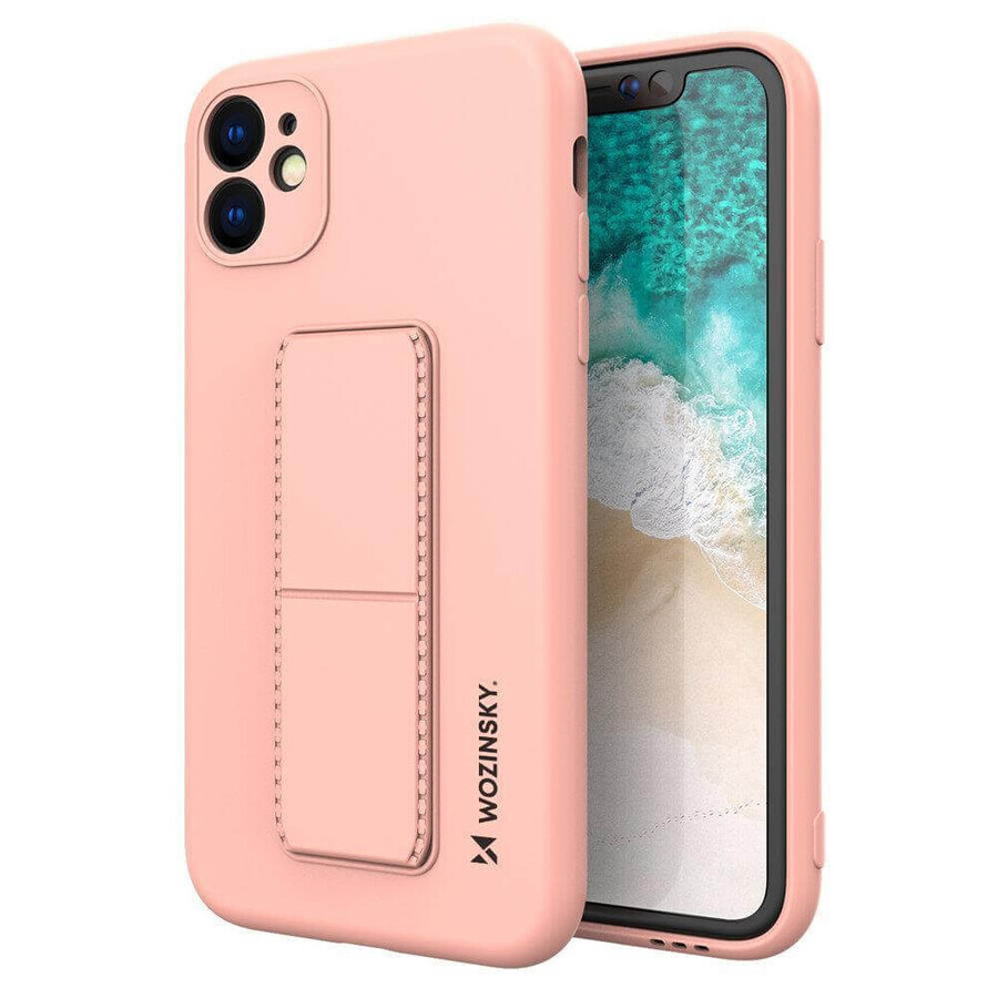 Wozinsky Kickstand Case silicone case with stand iPhone 11 Pro Max pink