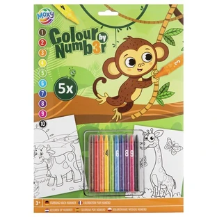 Color by number with crayons Monkey