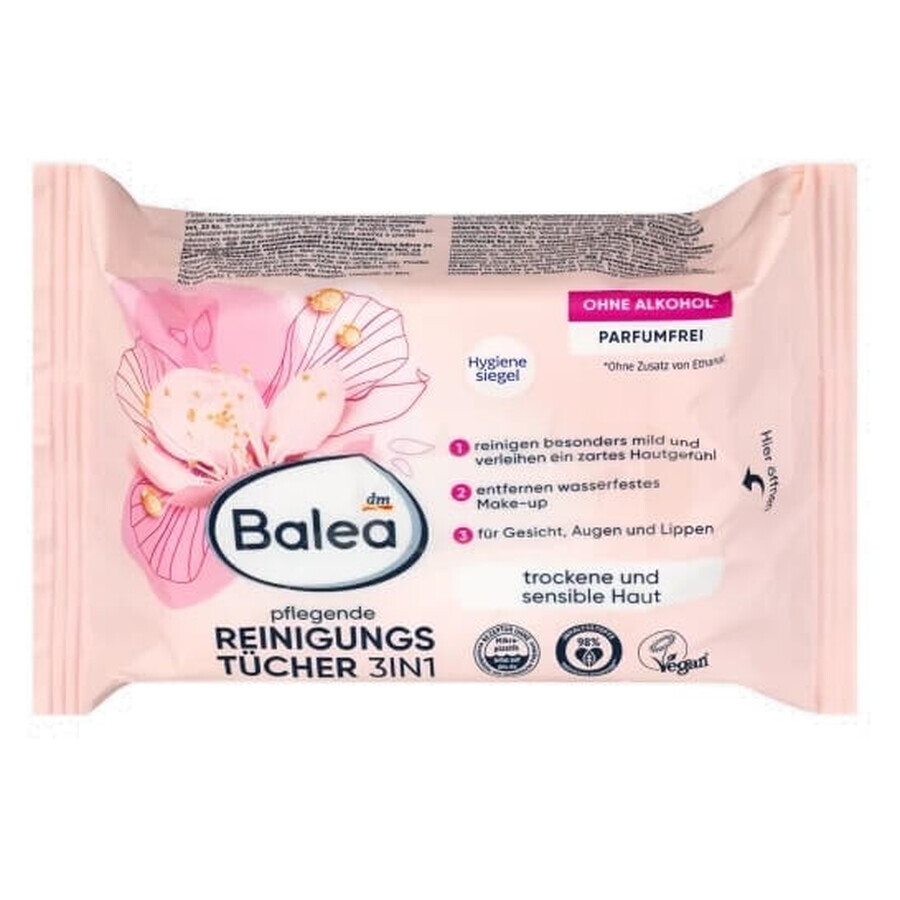 Balea, 3-in-1 cleansing wipes, 25 pieces