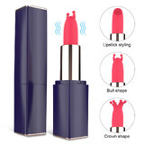 Lipstick Vibrateur discret dans un étui avec embouts interchangeables avec 9 modes de vibration Noir