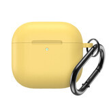 Étui en silicone pour Airpods 4 avec mousqueton - jaune