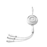 Joyroom Colorful Series S-A40 cablu retractabil 3 în 1 USB-A - USB-C / Lightning / micro USB 1m - alb
