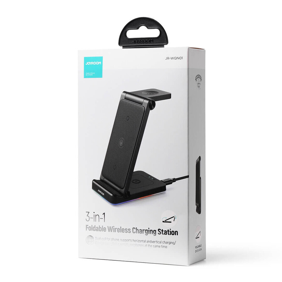 Joyroom 3-in-1 inductive charger for Apple-branded equipment - iPhone, Apple Watch, Airpods (up to 15W) stand stand black (JR-WQN01)