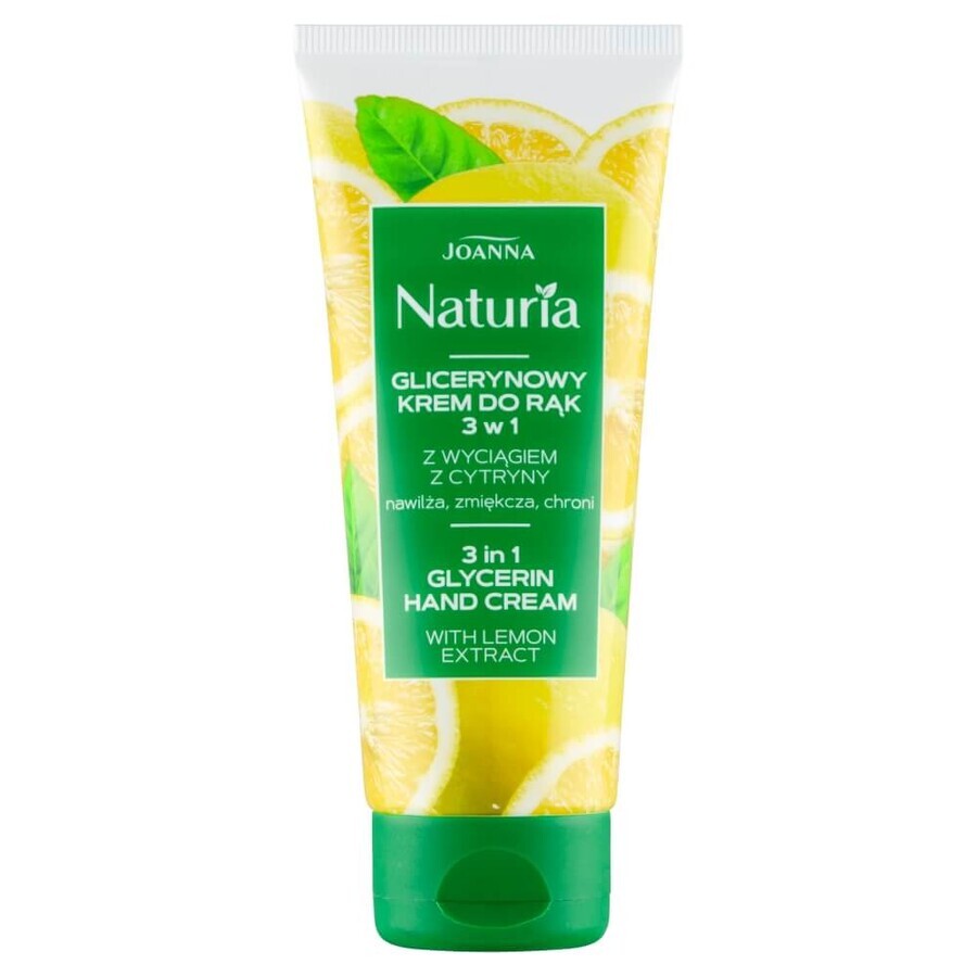 Joanna Naturia Cremă de mâini cu glicerină 3în1 cu extract de lămâie, 100 g