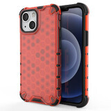 Coque blindée en nid d'abeille avec cadre en gel iPhone 13 mini rouge