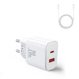 EU Joyroom încărcător JR-TCF05 20W USB-A USB-C + cablu USB-C - alb