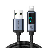 Joyroom Prism Series A16 Lightning / USB-A 2.4A 1.2m cablu cu afișaj LED - negru