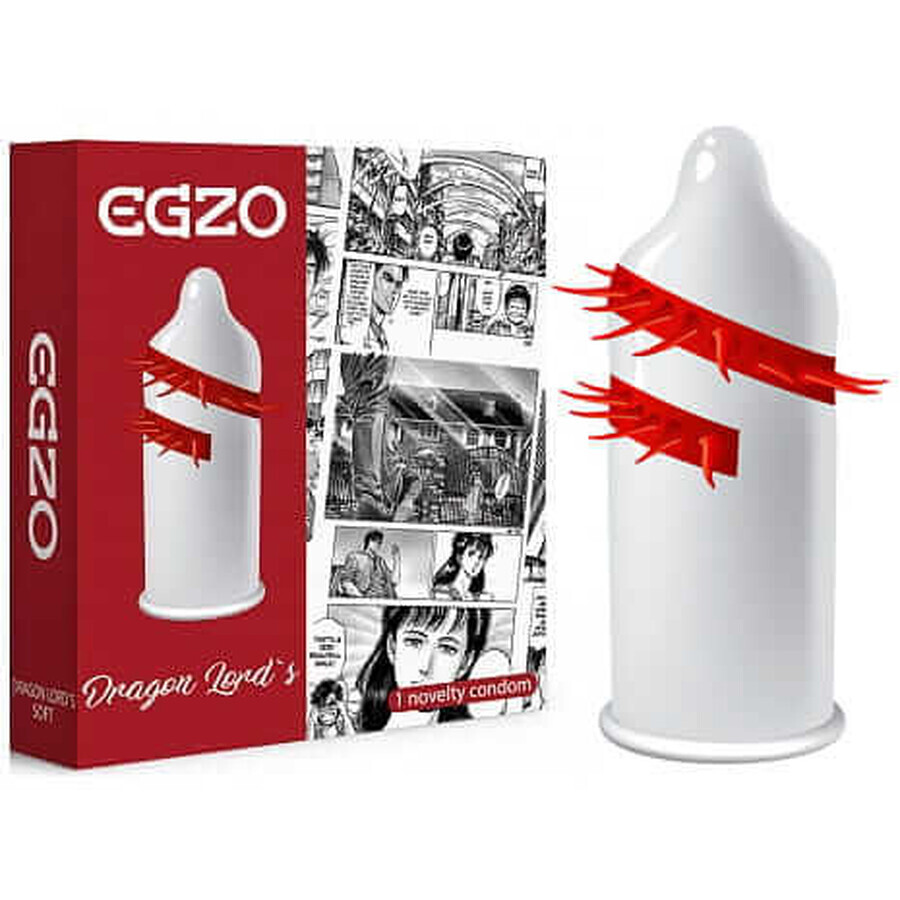 Prezervativ Egzo Dragon Lord cu vârfuri de mângâiere Soft, 1 buc