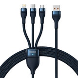 Baseus Flash Series Ⅱ 3-in-1 USB-A to USB-C / Micro-USB / Lightning 66W 480Mbps fast charging cable 1.2m blue