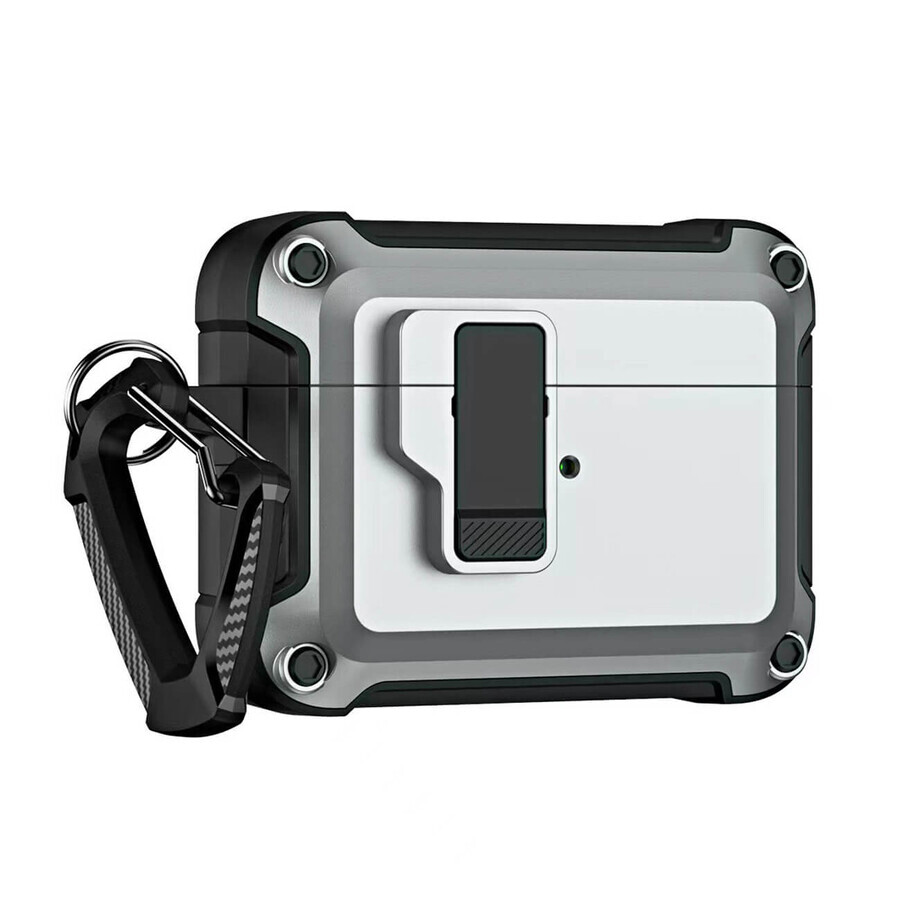 Armour Pro etui voor Airpods 4 met karabijnhaak - grijs
