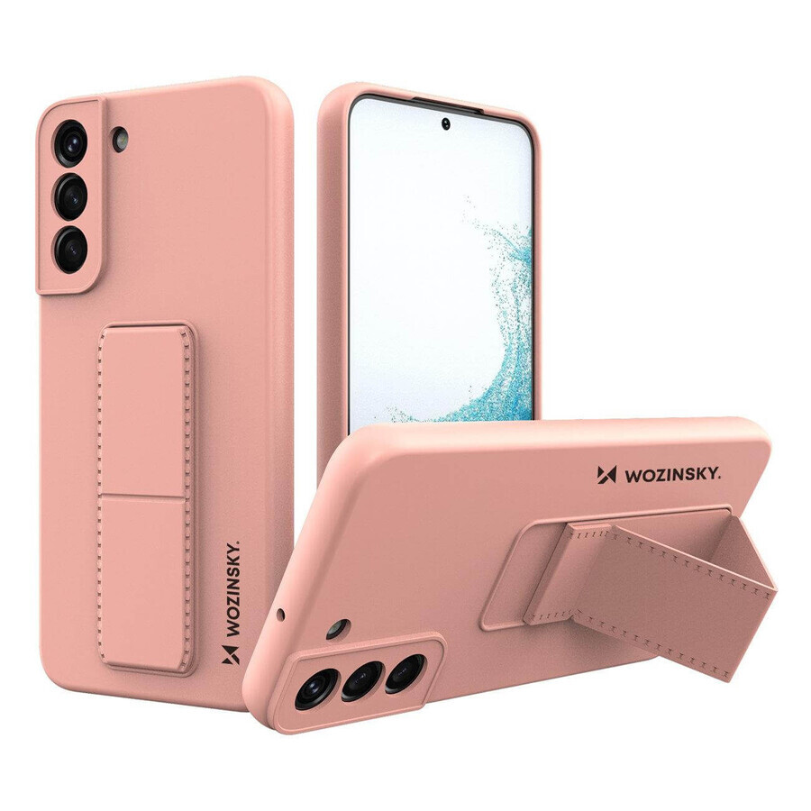 Wozinsky Kickstand Case silicone case with stand case Samsung Galaxy S22+ pink