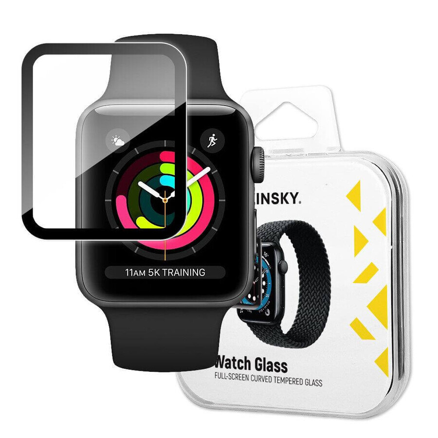 Wozinsky Watch Glass hybride glas voor Apple Watch 3 38mm / Watch 2 38mm / Watch 1 38mm zwart
