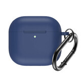 Étui en silicone pour Airpods 4 avec mousqueton - bleu