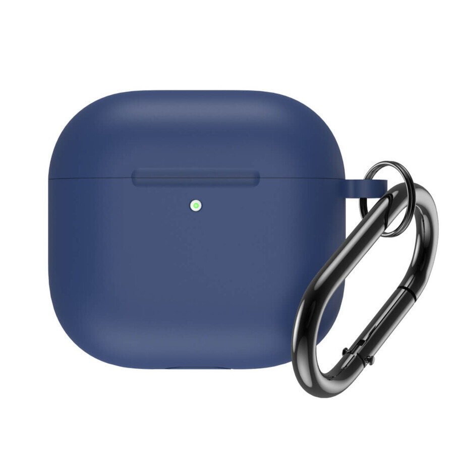 Siliconen hoesje voor Airpods 4 met karabijnhaak - blauw