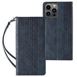 Etui Magnet Strap pour iPhone 12 Pro Max étui portefeuille + mini lanyard pendentif bleu