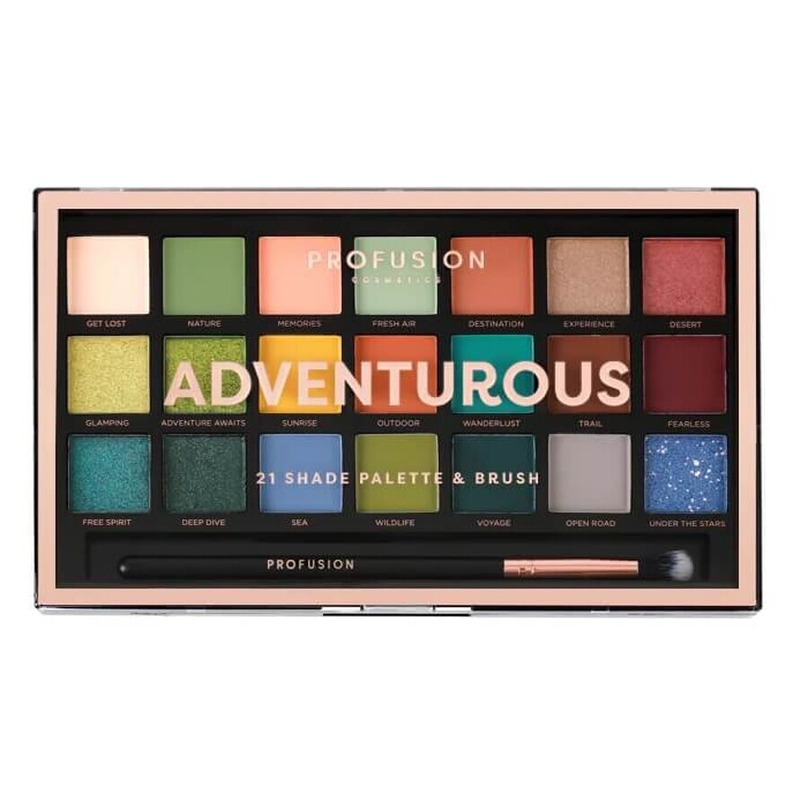 Profusion Adventurous palette of 21 eyeshadows with brush