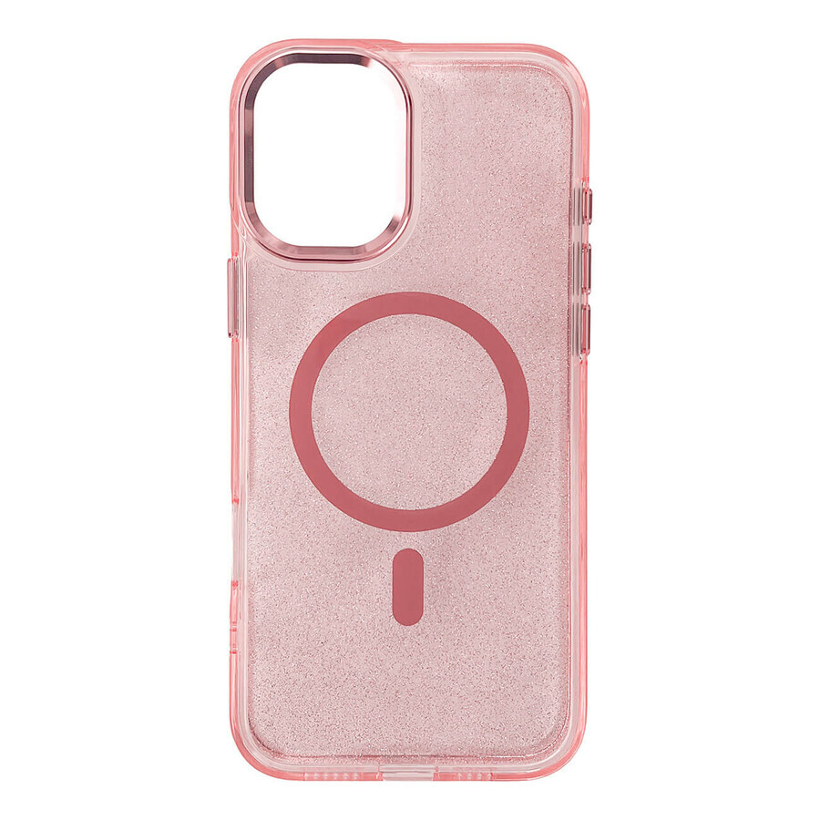 Carcasă Glitter MagSafe pentru iPhone 16 - roz cu sclipici