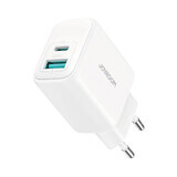 Joyroom JR-TCF21 USB-C / USB-A 20W PD / QC 3.0 încărcător de rețea - alb