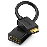 Ugreen adapterkabel HDMI (vrouwelijk) - mini HDMI (mannelijk) 4K 60 Hz Ethernet HEC ARC audio 32 kanalen 22 cm zwart (20137)