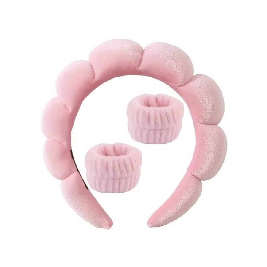 Comprar Ecarla set de diademas y muñequeras cosméticas Rosa, 3 piezas Ecarla set de diademas y muñequeras cosméticas Rosa, 3 piezas