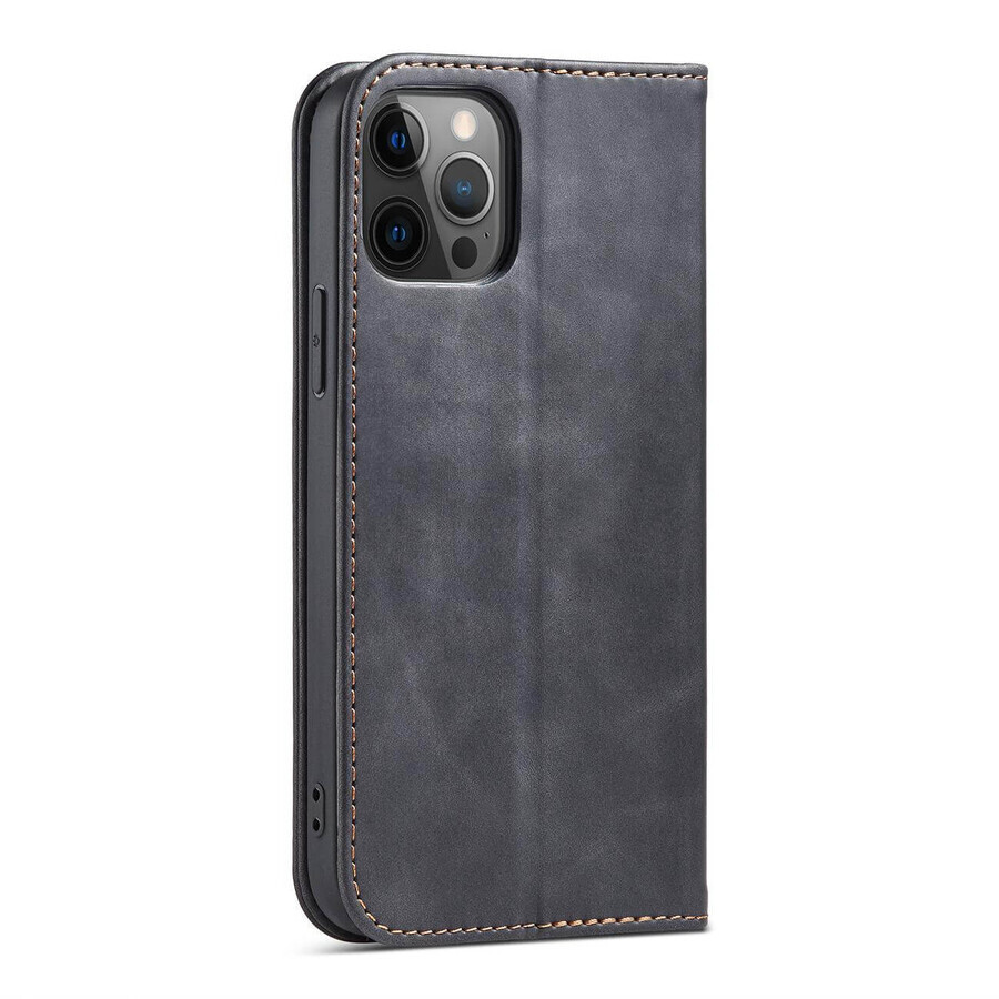 Magneet Fancy Case voor iPhone 12 Pro Max kaart portemonnee hoesje kaarthouder standaard zwart