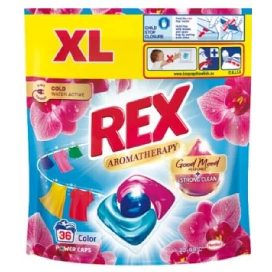 Rex Aromatherapy Power Caps Orchid All-Purpose Washing Capsules, 36 pieces.