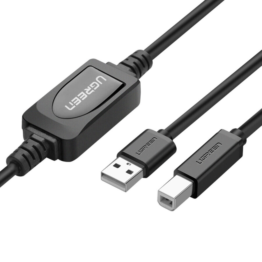 Printerkabel Ugreen US122 USB-B USB-A 2.0 15m - zwart