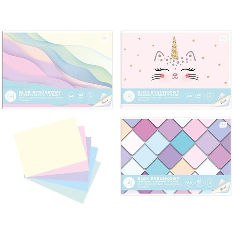 Boutique Bloc de dessin A4 couleur pastel 10 pcs mix Bloc de dessin A4 couleur pastel 10 pcs mix
