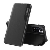 Eco Leather View Case étui élégant avec fonction flip cover et stand Xiaomi Redmi Note 11T 5G / Redmi Note 11S 5G / Poco M4 Pro 5G noir