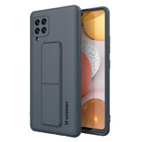 Wozinsky Kickstand Hoesje siliconen case met standaard Samsung Galaxy A42 5G marineblauw