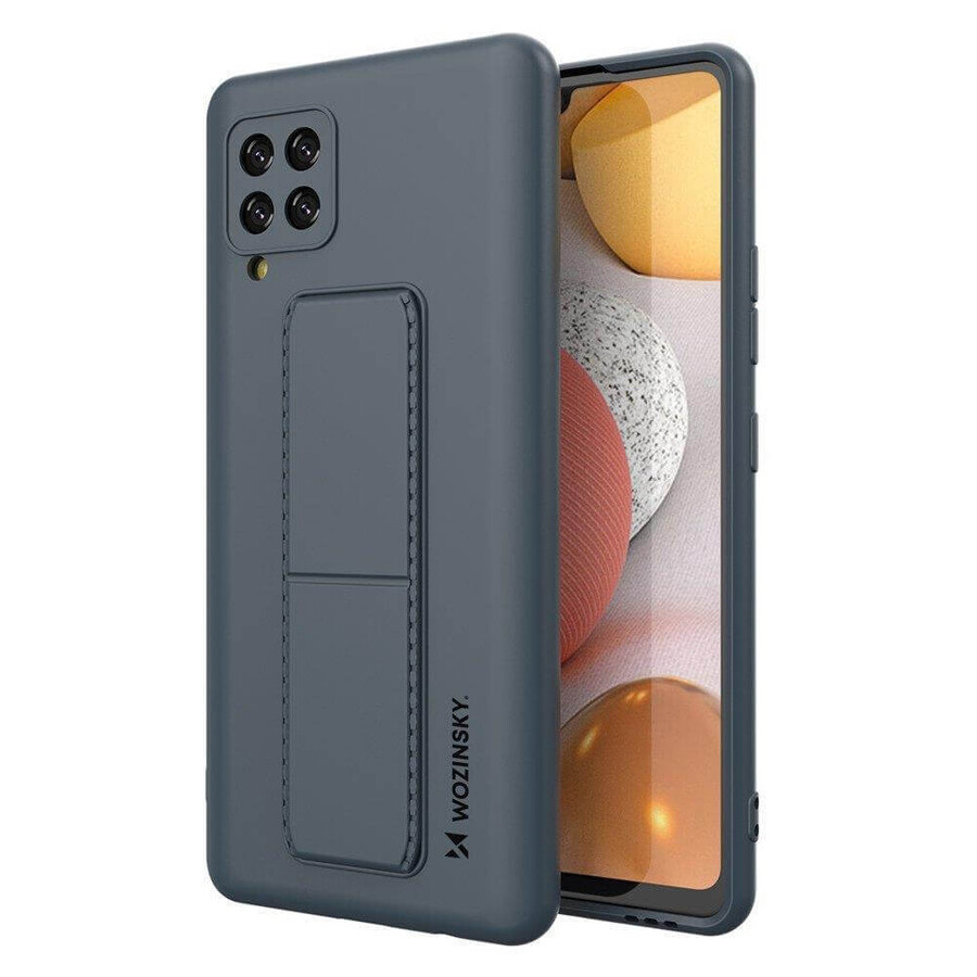 Wozinsky Kickstand Hoesje siliconen case met standaard Samsung Galaxy A42 5G marineblauw