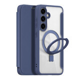 Carcasă Dux Ducis Skin X Pro pentru Samsung Galaxy S24 cu MagSafe, clapetă și suport - albastru