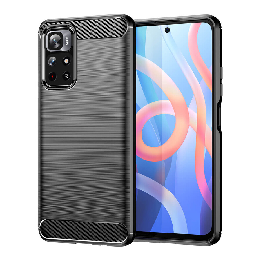 Carbon Case capac flexibil caz Xiaomi Redmi Notă 11 negru