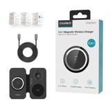 Choetech T616-F cargador inductivo 3 en 1 compatible con dispositivos Apple y Samsung - negro