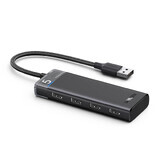 HUB Ugreen CM653 met 4 USB-A poorten en USB-A voedingskabel - zwart