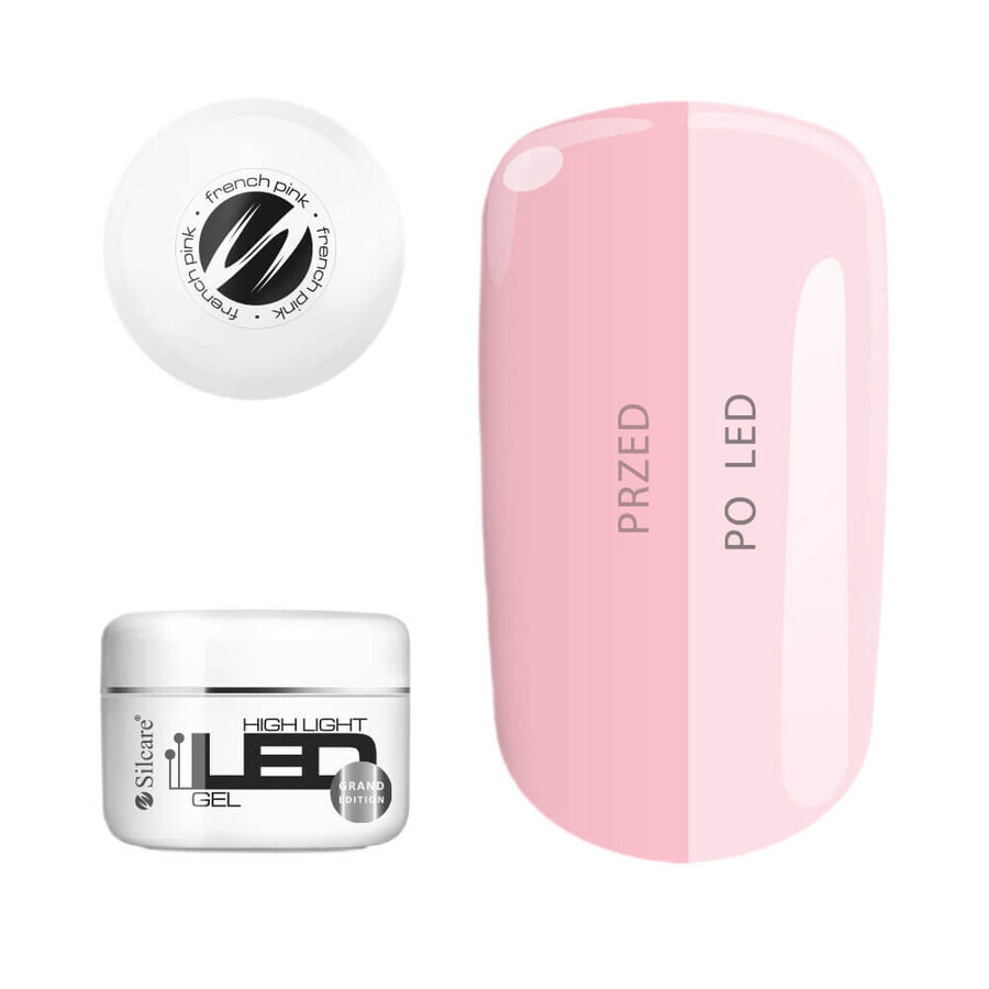 Silcare High Light Led Gel Gel monofasico di medio spessore per unghie French Pink, 100 g