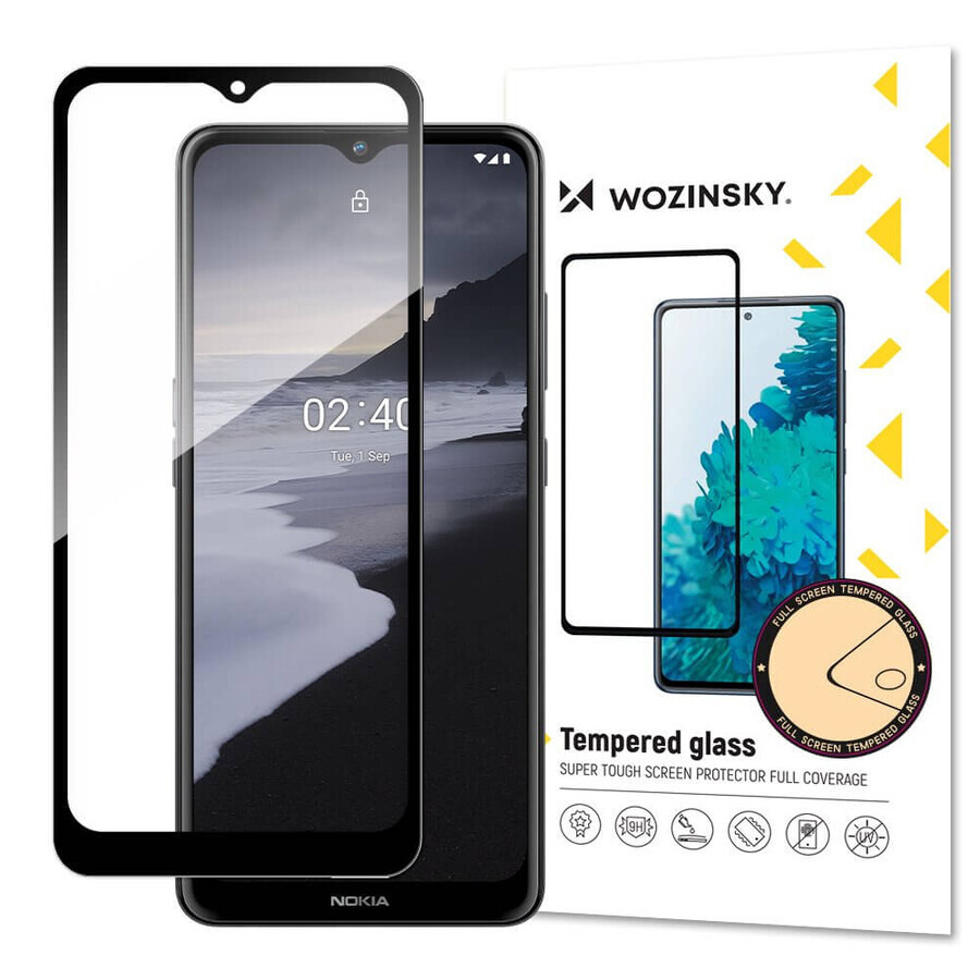 Wozinsky supersterk Full Glue volledig scherm gehard glas met case vriendelijke Nokia 2.4 frame zwart