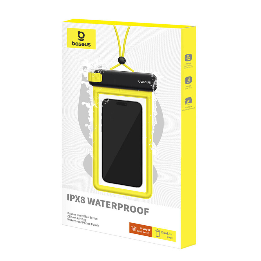 Baseus DeepDive wasserdichtes Gehäuse IPX8 mit 4 Dichtungsschichten - schwarz und gelb