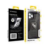 Wozinsky Ring Armor case iPhone 14 Pro Max gepantserd hoesje magnetische houder ring zilver