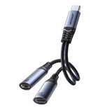 Joyroom SY-C03 2-in-1 USB-C la 2x USB-C DAC adaptor - negru