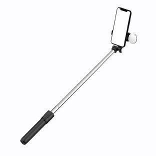 Selfie-Stick WR1YXS Teleskopstativ 0,71m mit rundem Licht - schwarz
